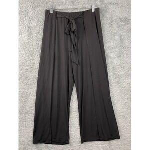 Elie Tahari Pants Womens Large Black Pull On Wide Leg Tie‎ Waist Split Wide Leg